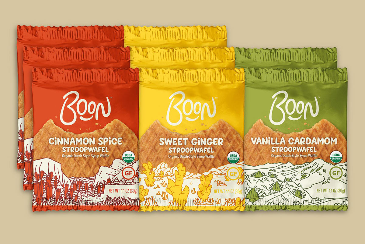GU Boon healthy stroopwafels snack food packets
