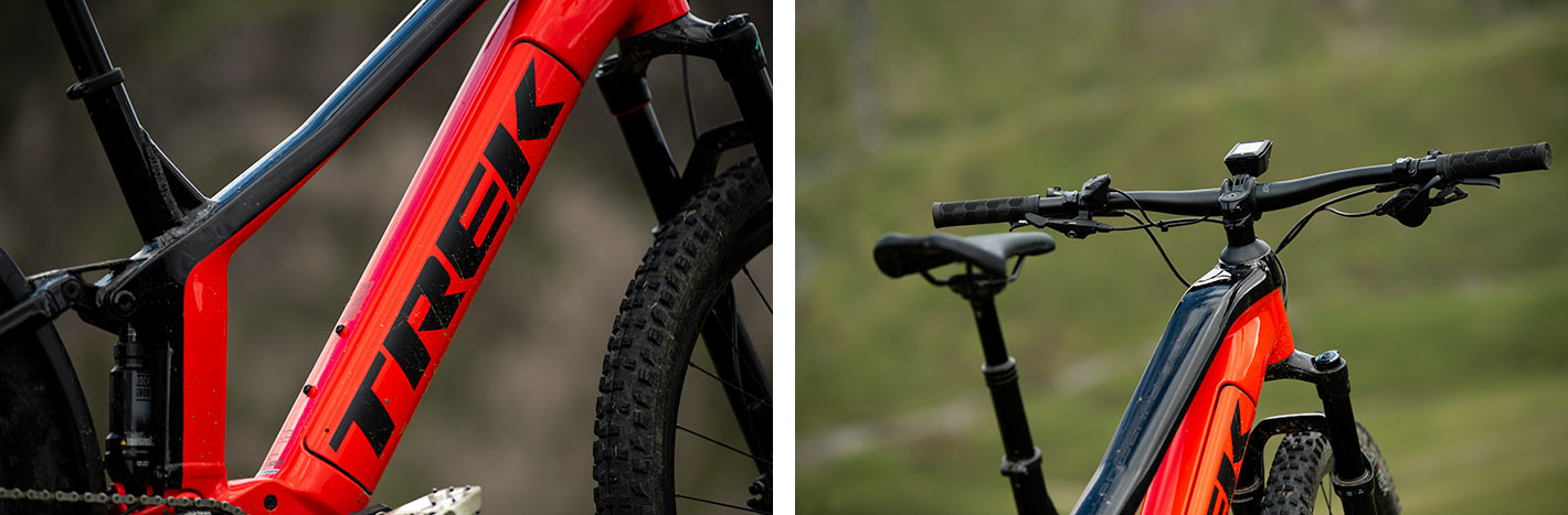 2021 trek powerfly full suspension eMTB cockpit controls and removable battery compartment