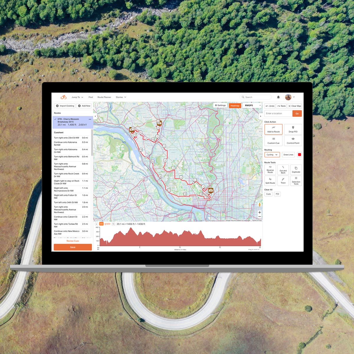 Ride with GPS heatmap web