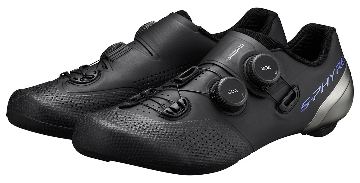 shiny black shimano s-phyre rc902 road racing bike shoes