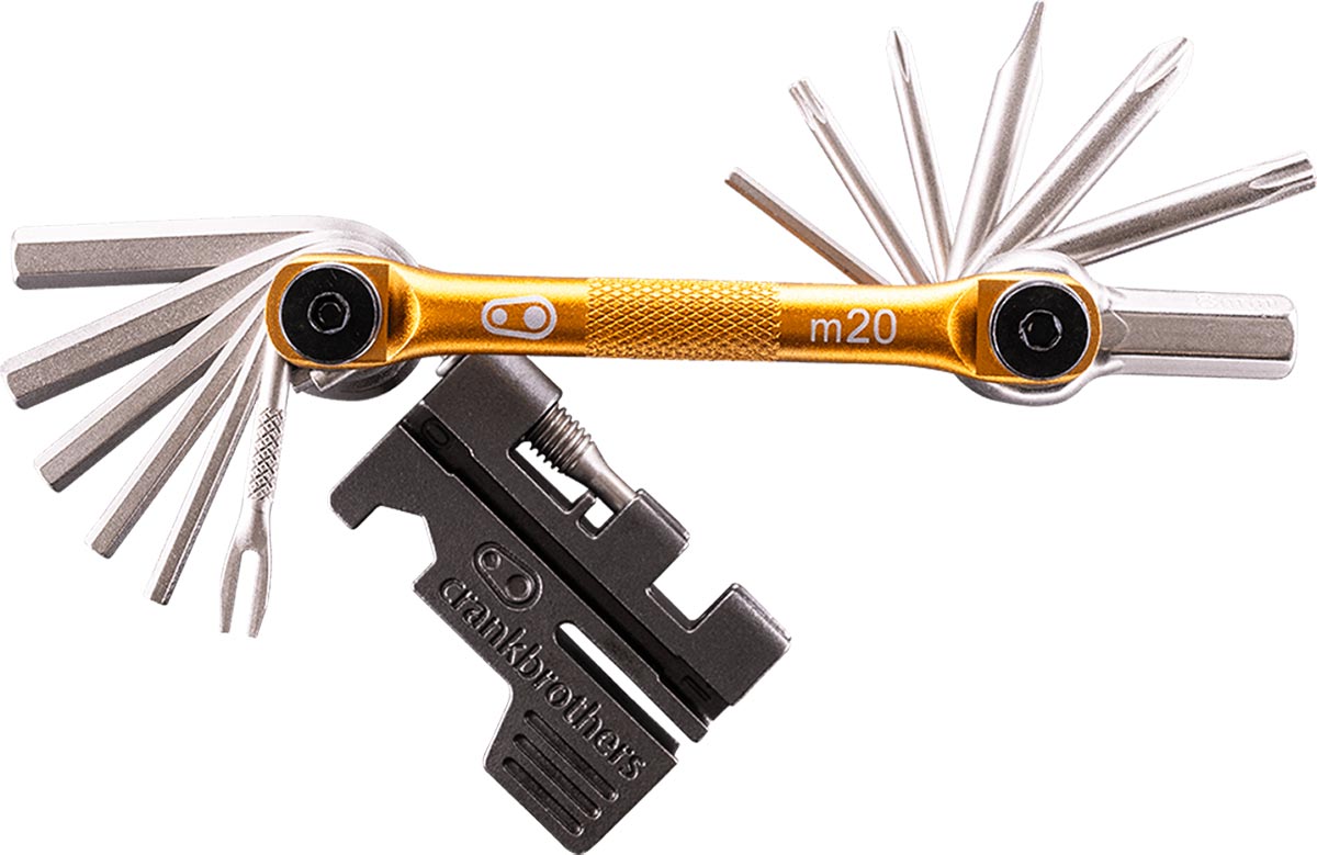 crankbrothers multitool with tubeless repair rotor straightener valve core remover spoke keys allen wrench chain tool