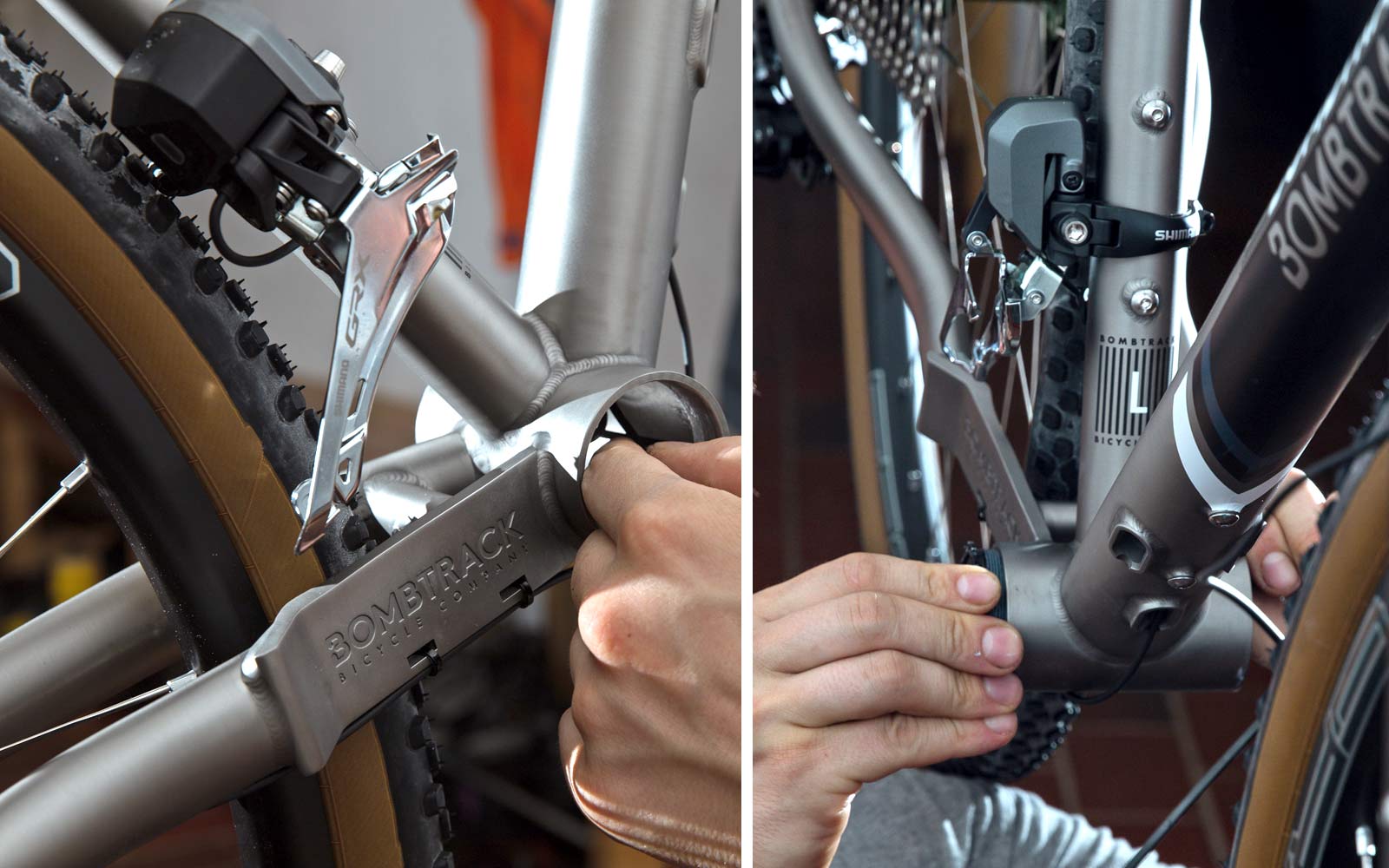 2021 Bombtrack Hook EXT Ti gravel bike, titanium adventure bikepacking gravel bike frame details