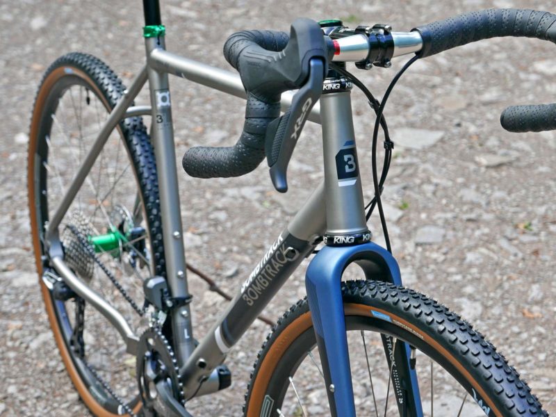 2021 Bombtrack Hook EXT Ti gravel bike, titanium adventure bikepacking gravel bike frameset, front end