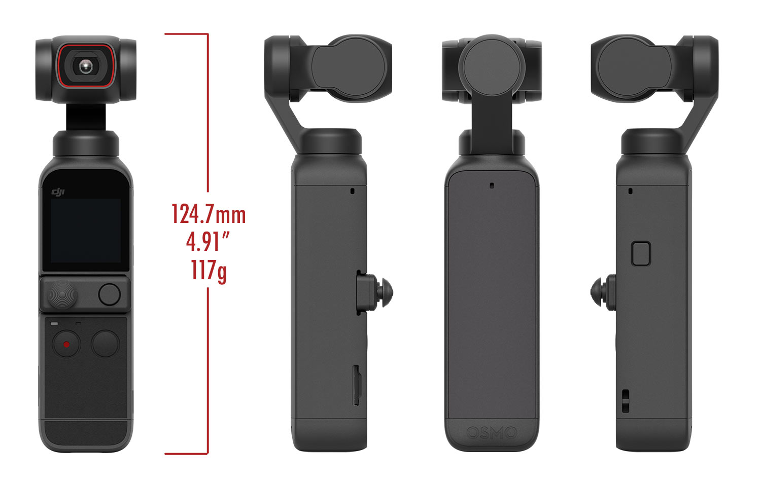 DJI Pocket 2 gimbal action cam measurements and weight