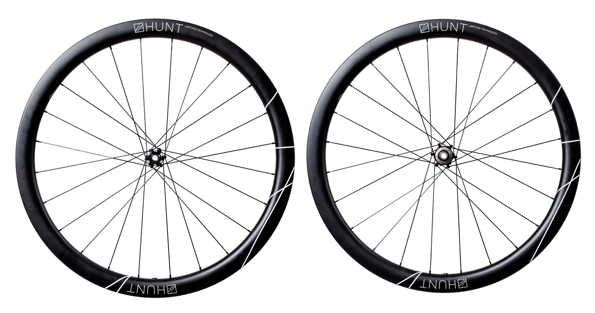 Hunt 42 Limitless Gravel Disc aero gravel wheels, faster more stable aerodynamicist carbon gravel bike wheels, pair