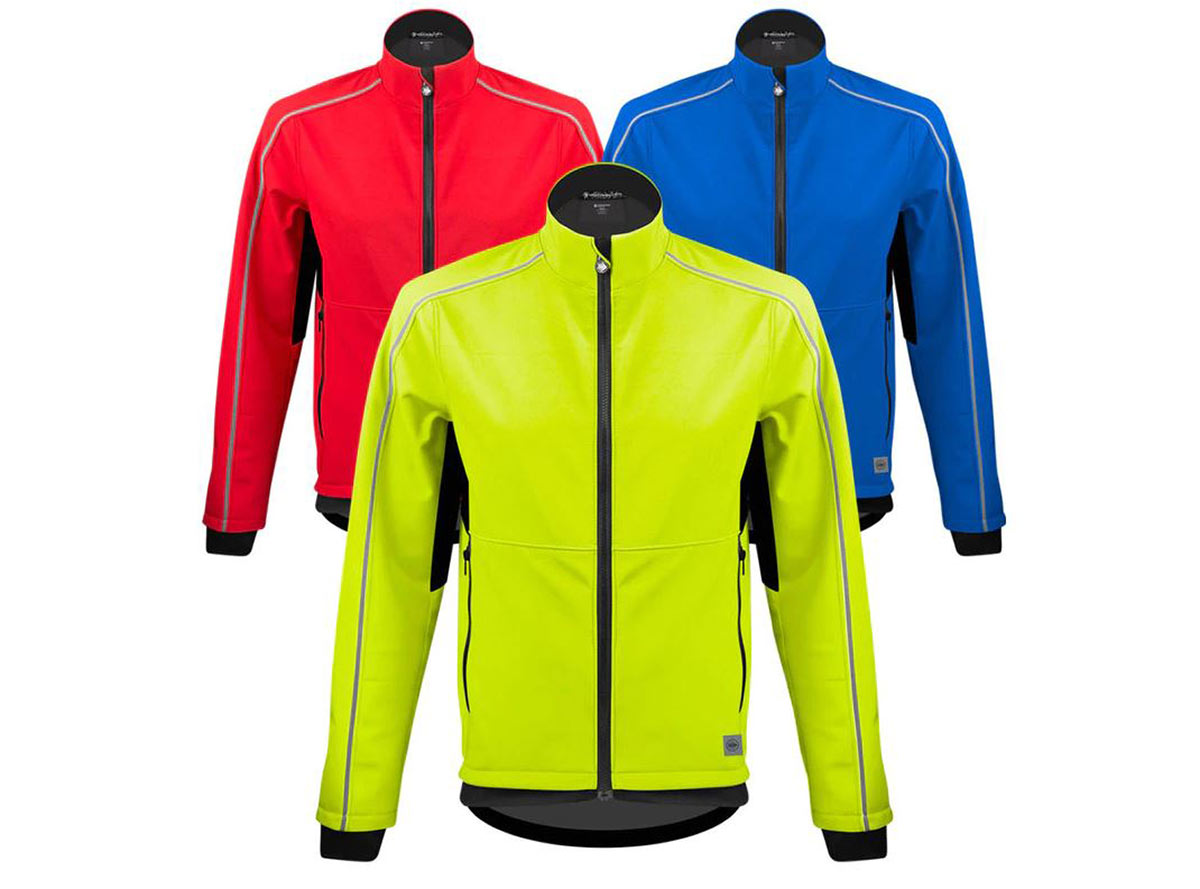 aerotechdesigns mens softshell cycling jack yellow red blue colorways winter riding kit