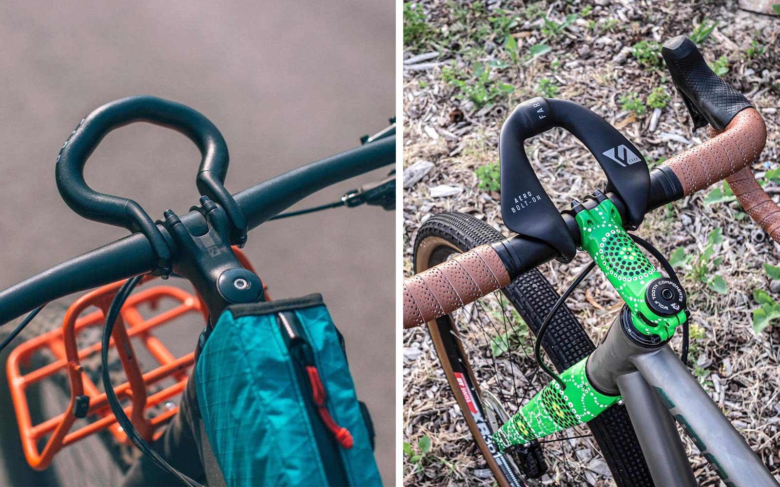 Farr Headspace stem, retro modern bullmoose alloy adventure bikepacking gravel bike MTB stem, Aero Bolt-On extensions