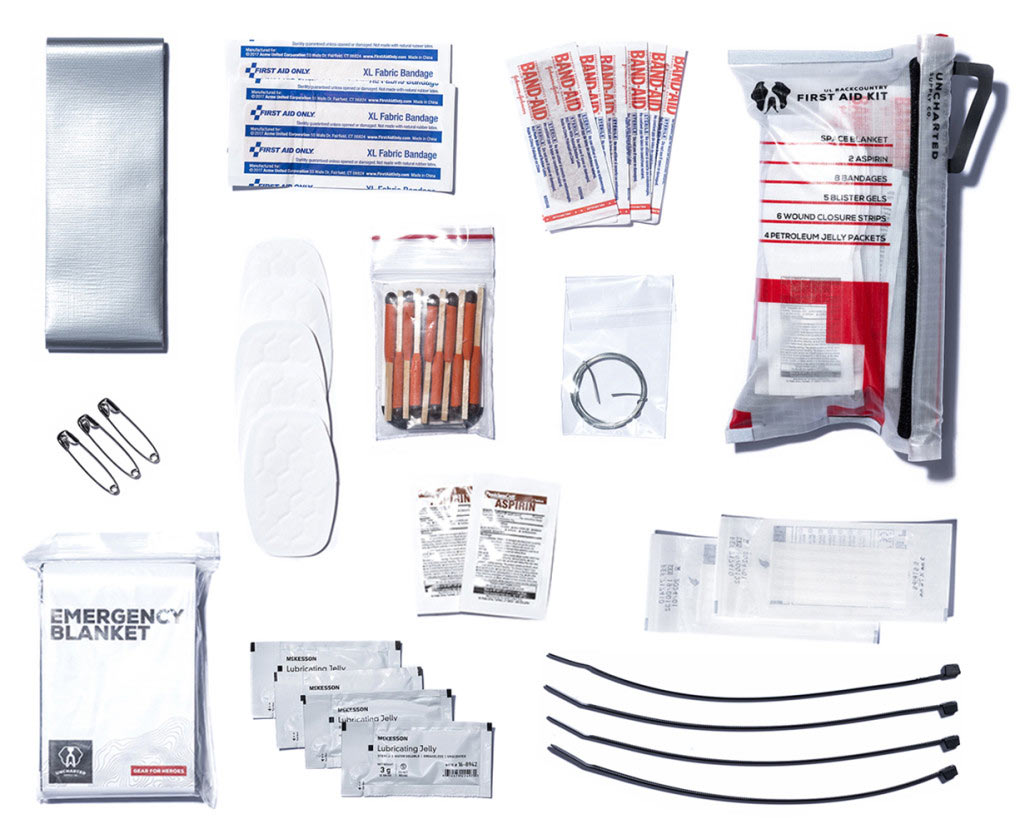 uncharted supply co triage kit first aid kit contents shown spread out