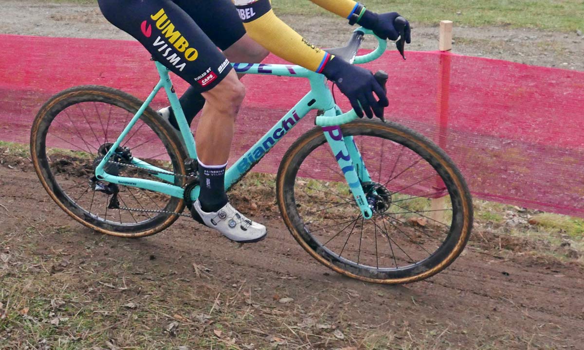 CX Pro Bike Check: Bianchi Zolder Pro carbon cyclocross bike, Wout van Aert at UCI Cyclo-Cross World Cup Tabor, racing