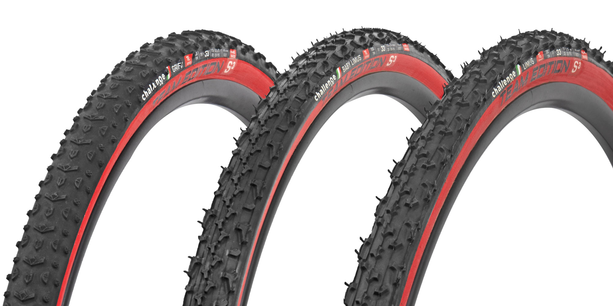 Challenge Pro-only Team Edition Red limited cyclocross tubulars, Grifo, Baby Limus, Limus