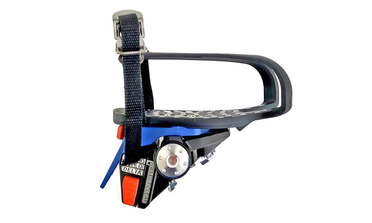 Fit5 universal Indoor Cycle Pedals; Look Delta or Keo, Shimano SPD-SL or SPD, toe-clip compatibility, side with toe-clips