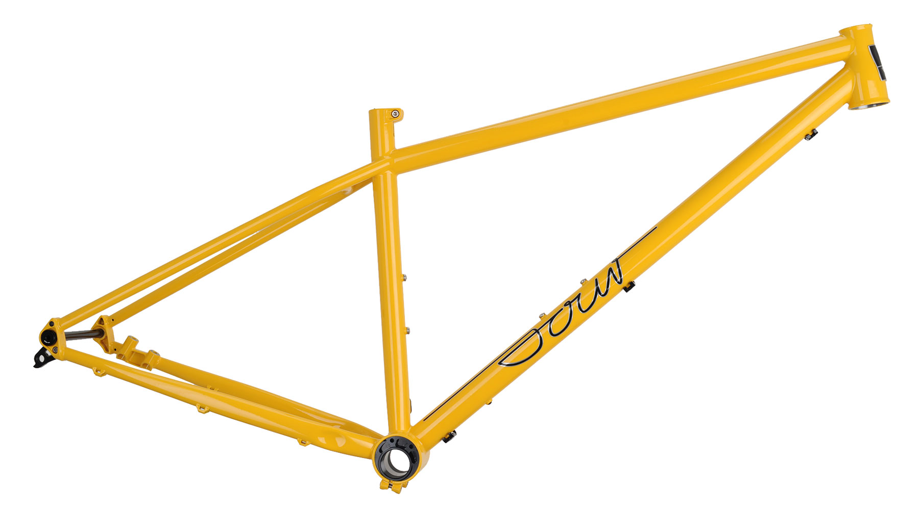 Sour Pasta Party steel XC hardtail mountain bike, yellow frame