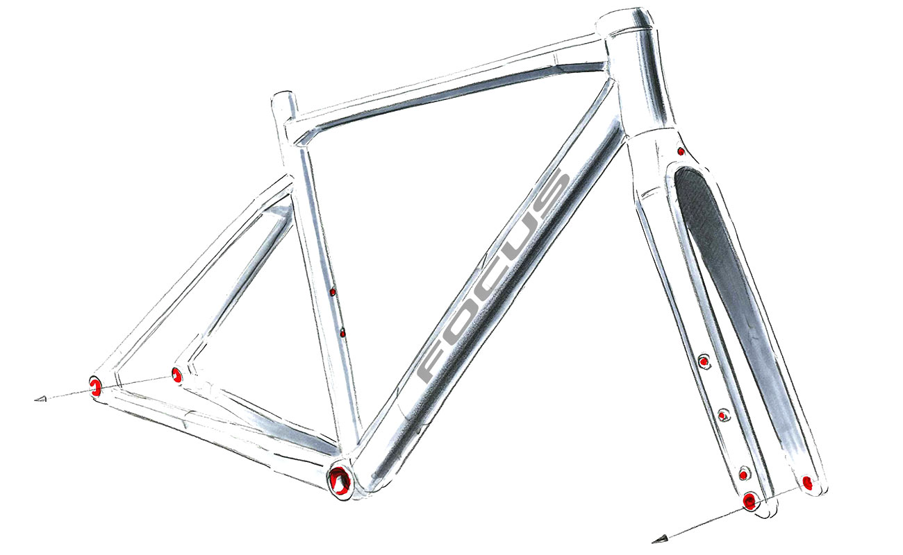 2021 Focus Atlas gravel bike, versatile affordable alloy gravel road bike, frame sketch