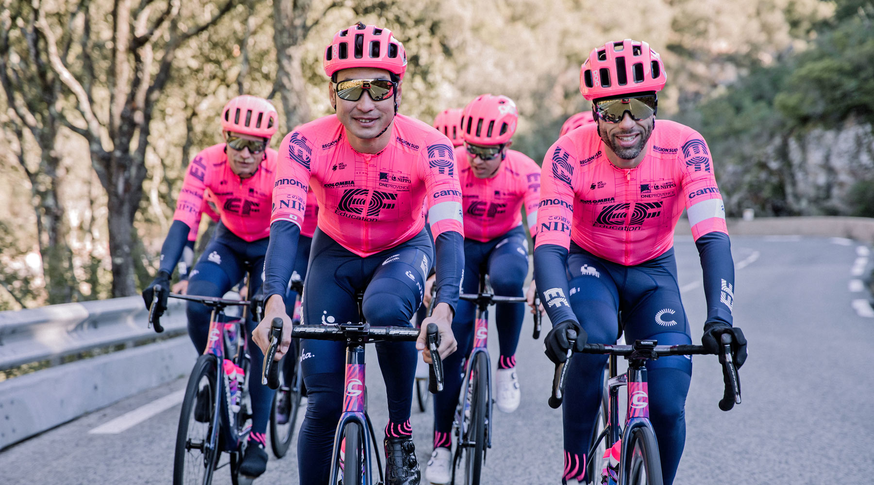 Rapha EF Education-Nippo pro cycling road racing kit: "world’s most compliant jersey" training ride