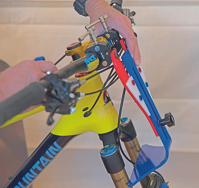 K.I.T. handlebar & stem alignment tool on mountain bike