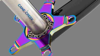 Cane Creek adds limited edition Oil Slick chainring spiders for eeWings titanium cranks