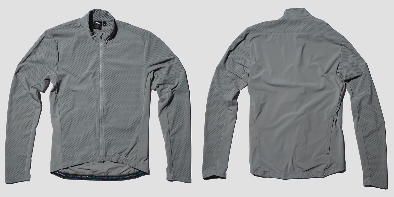 ornot micro climate cycling jacket front and back view