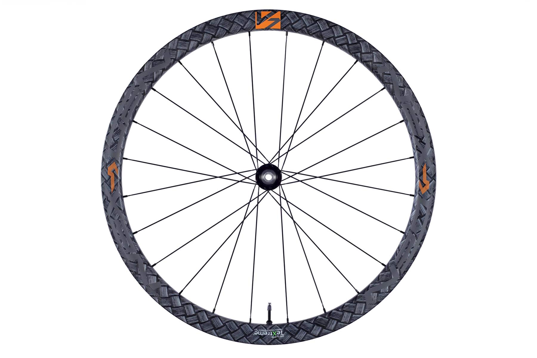 Nex-Gen Aero V7 gravel wheels, aerodynamic TeXtreme Innegra carbon spread tow gravel bike front wheel