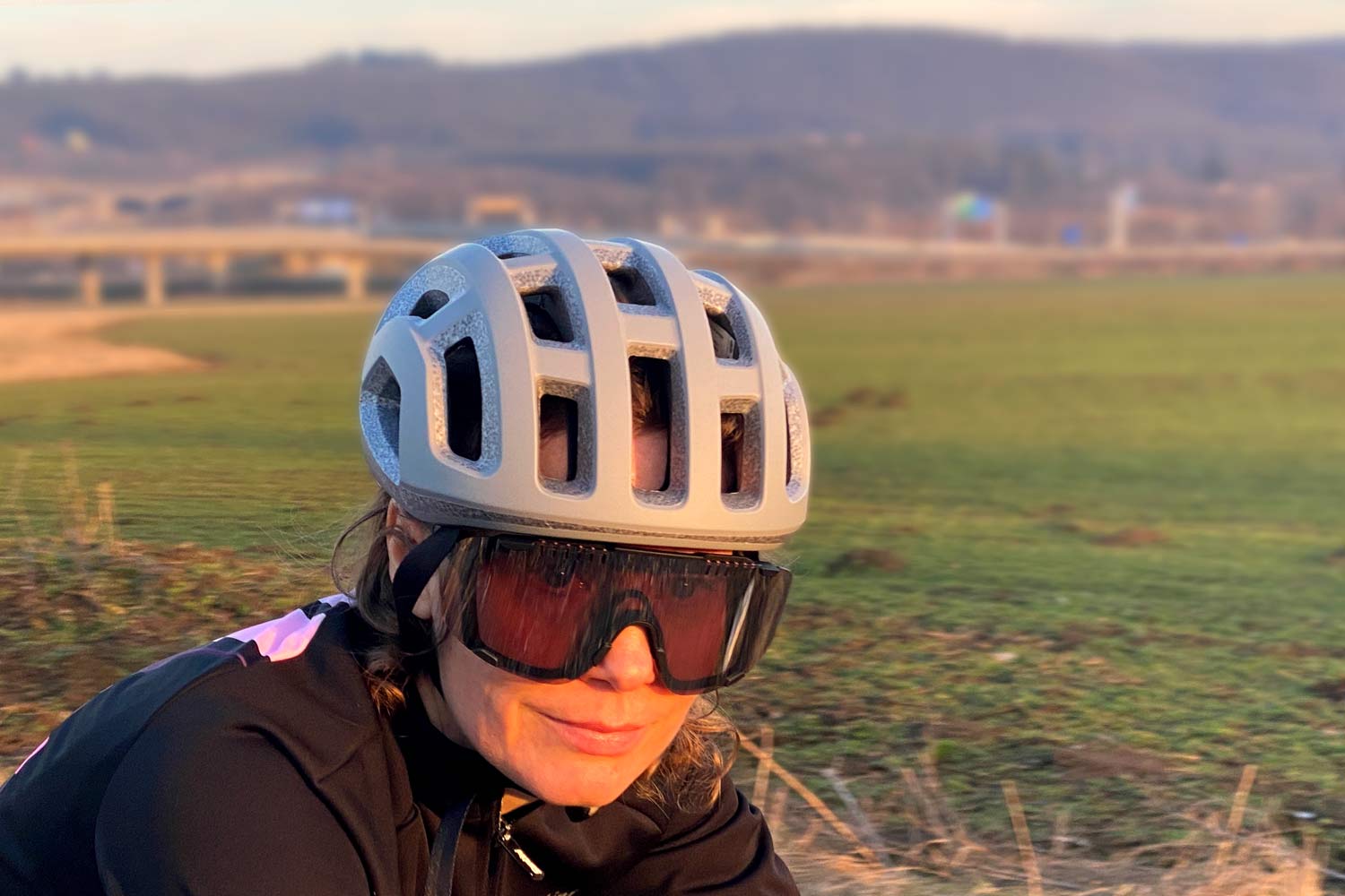 POC Ventral Lite ultralight helmet, fully vented lightweight 182g road bike helmet, front