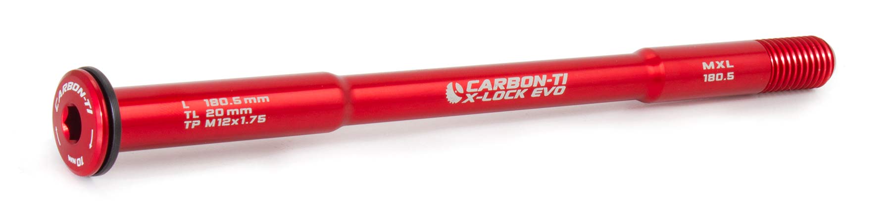 Carbon-Ti X-Lock Evo thru axles, lightweight 7075 alloy bolt-on replacement thru-axles, tapered