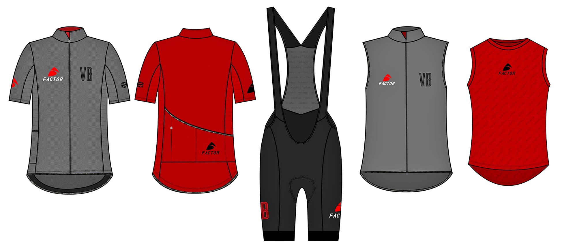 Factor x Velobici road bike riders' collection, kit options