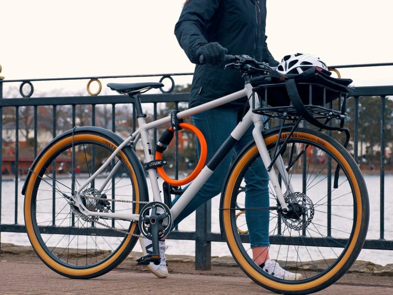 Litelok Core lightweight flexible wearable Sold Secure Bicycle Diamond city bike lock, on bike mount
