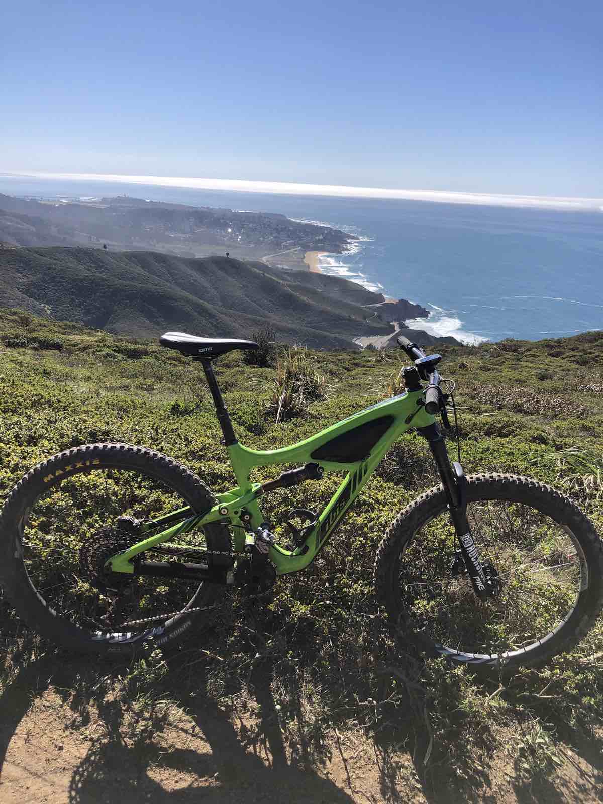 bikerumor pic of the day Pacifica, California, ibis mountain bike on a trail with the coastline down below