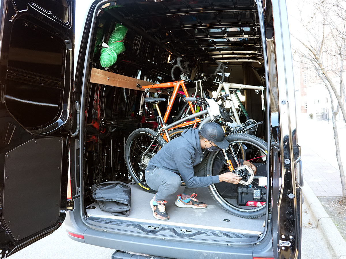 litespeed bikes home delivery service van assembling a mountain bike before delivery
