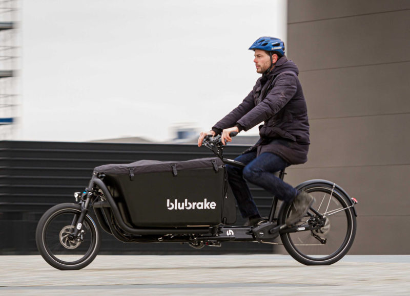 Blubrake e-bike ABS system, rider on e-cargo bike