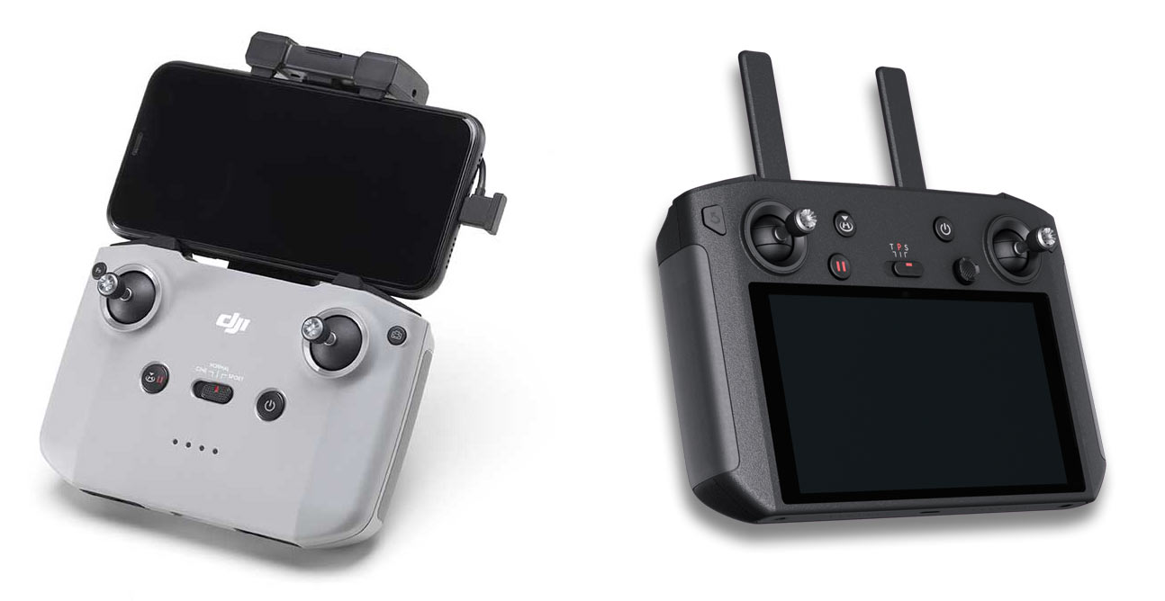 dji air 2 remote control shown next to smart controller upgrade
