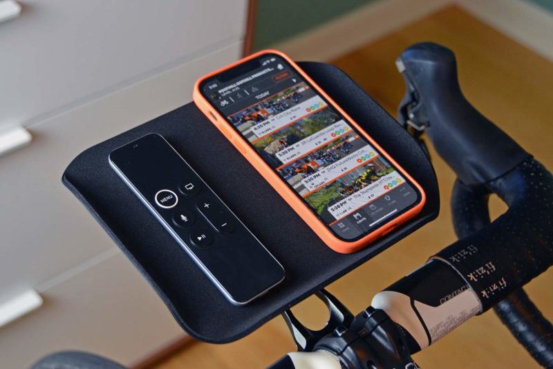 Foothill Trainer Tray, lightweight US-made phone remote snack holder for indoor training, Zwift