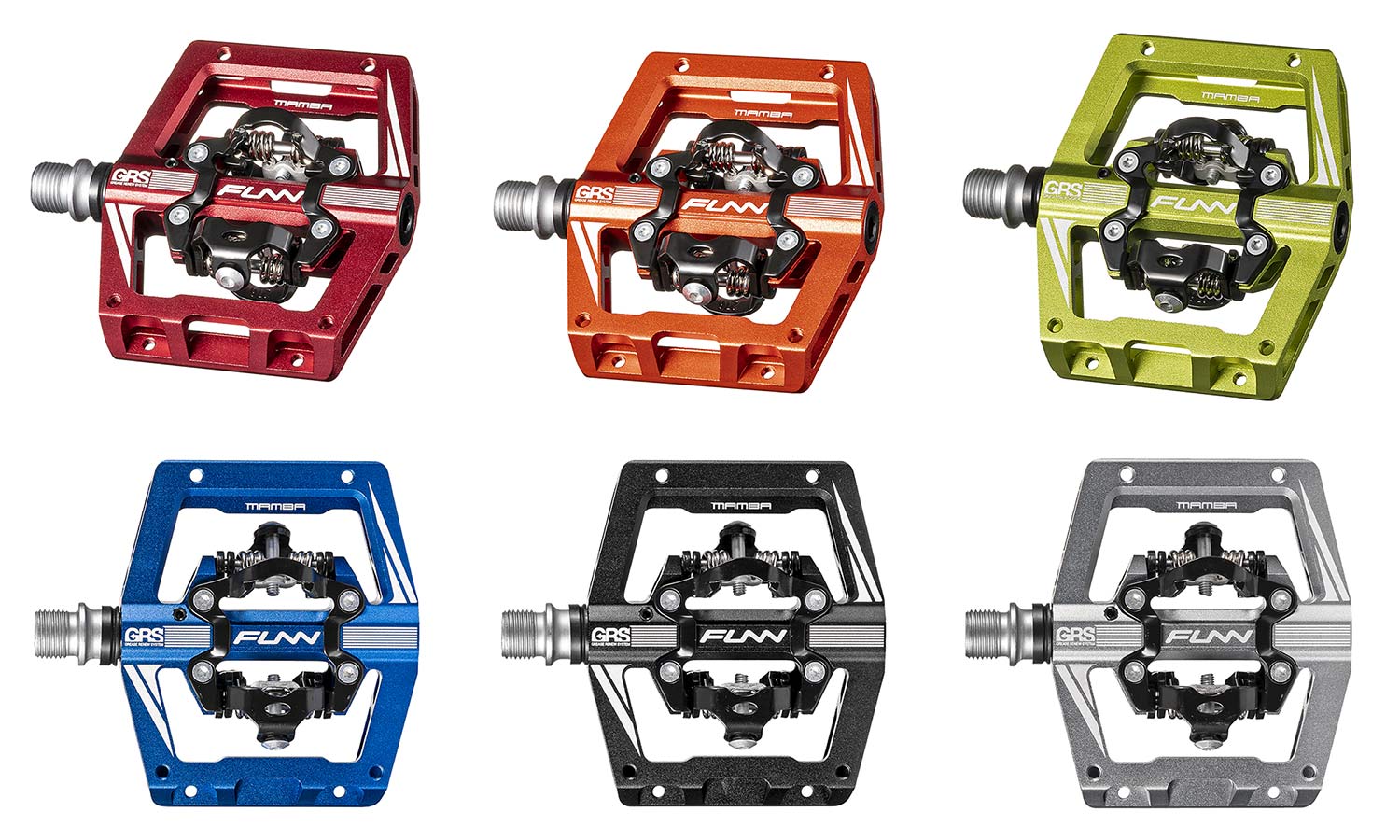 Funn Mamba S clipless platform pedals, lighter 1-sided or 2-sided trail enduro all-mountain bike pedals, colors