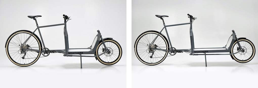 KP Cyclery Nighthawk steel cargo bike, affordable EU-made customizable long john cargo bikes, Mini or standard length