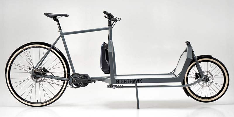 KP Cyclery Nighthawk steel cargo bike, affordable EU-made customizable long john cargo bikes, Shimano EP8 e-bike