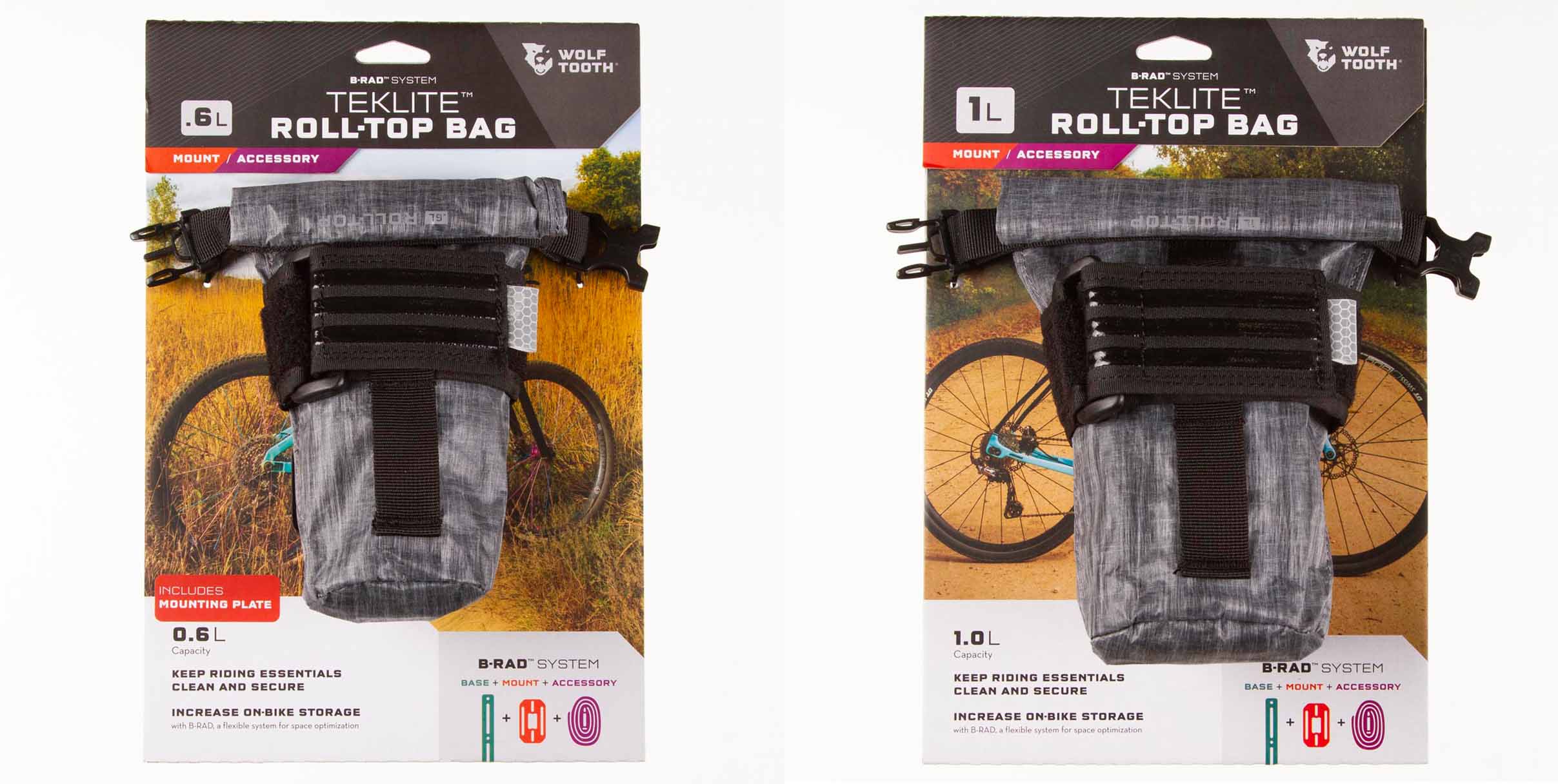 Wolf Tooth Components B-RAD TekLite roll-top accessory bags 1l 0.6l