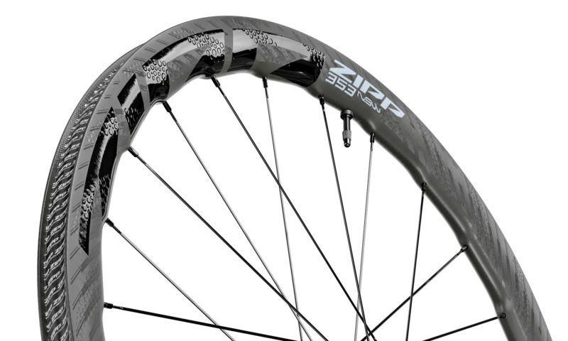 Zipp 353 NSW tubeless wheels, ultra-wide 25mm internal hookless tubeless carbon disc brake road bike wheelset, rim detail