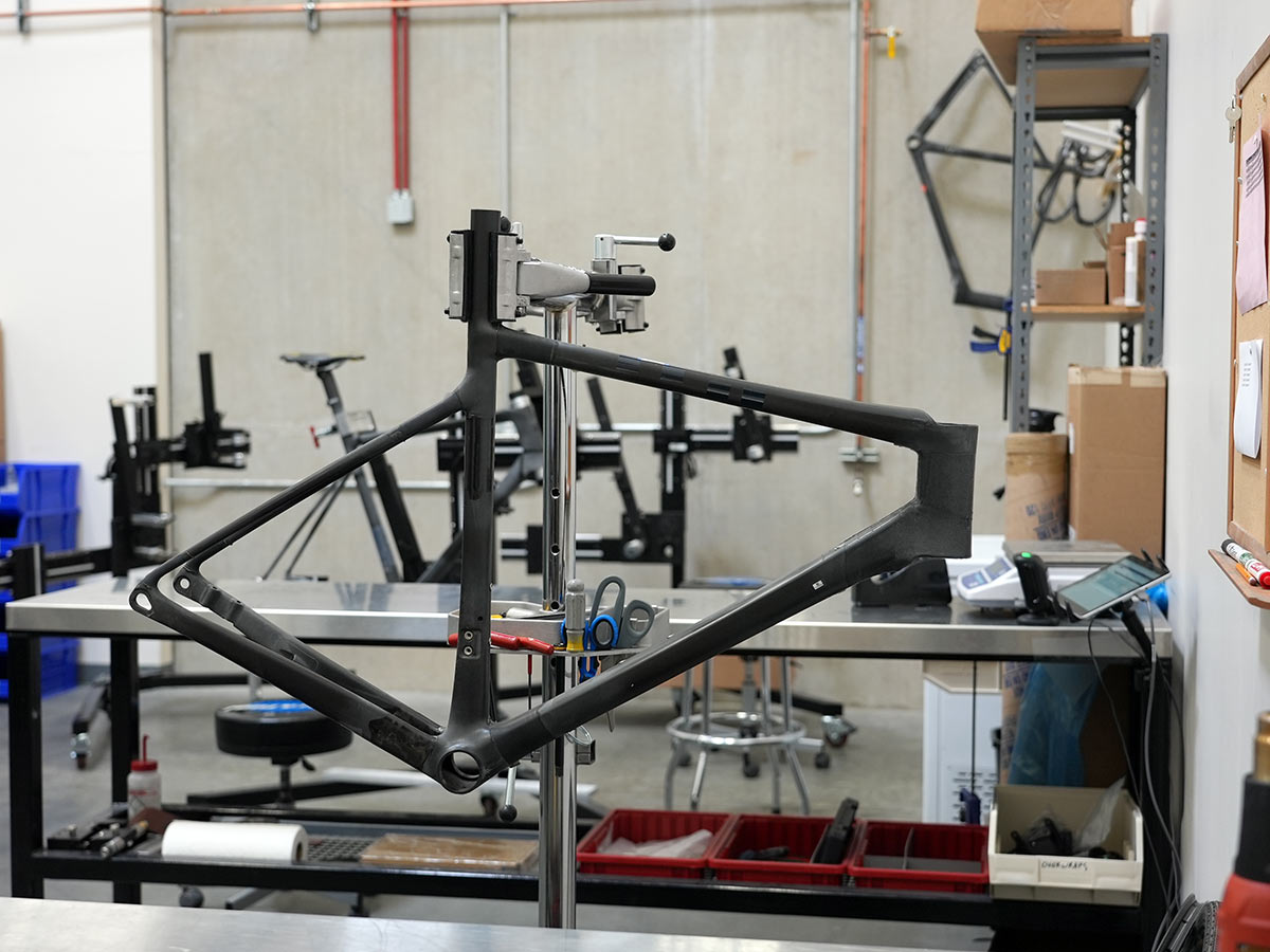 enve custom carbon road bike frame during final over wrap