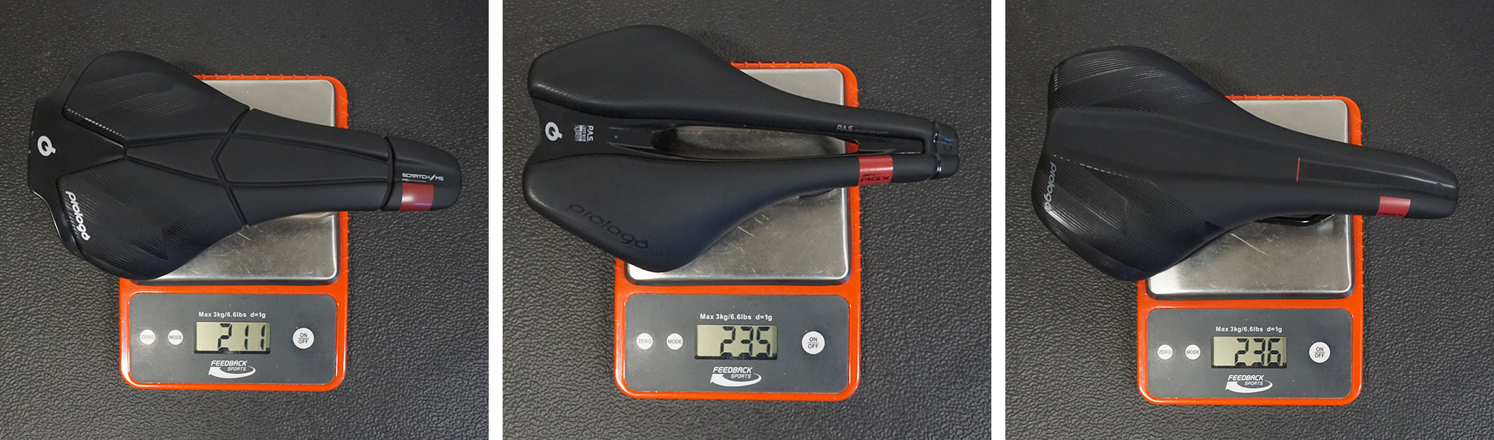 prologo agx saddles actual weights on a scale