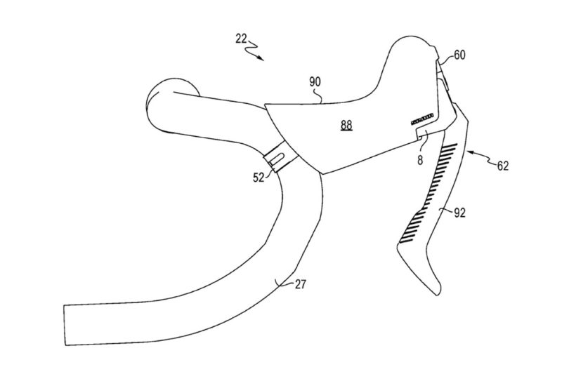 sram patent drawing for brake levers with electronic shifting but no buttons