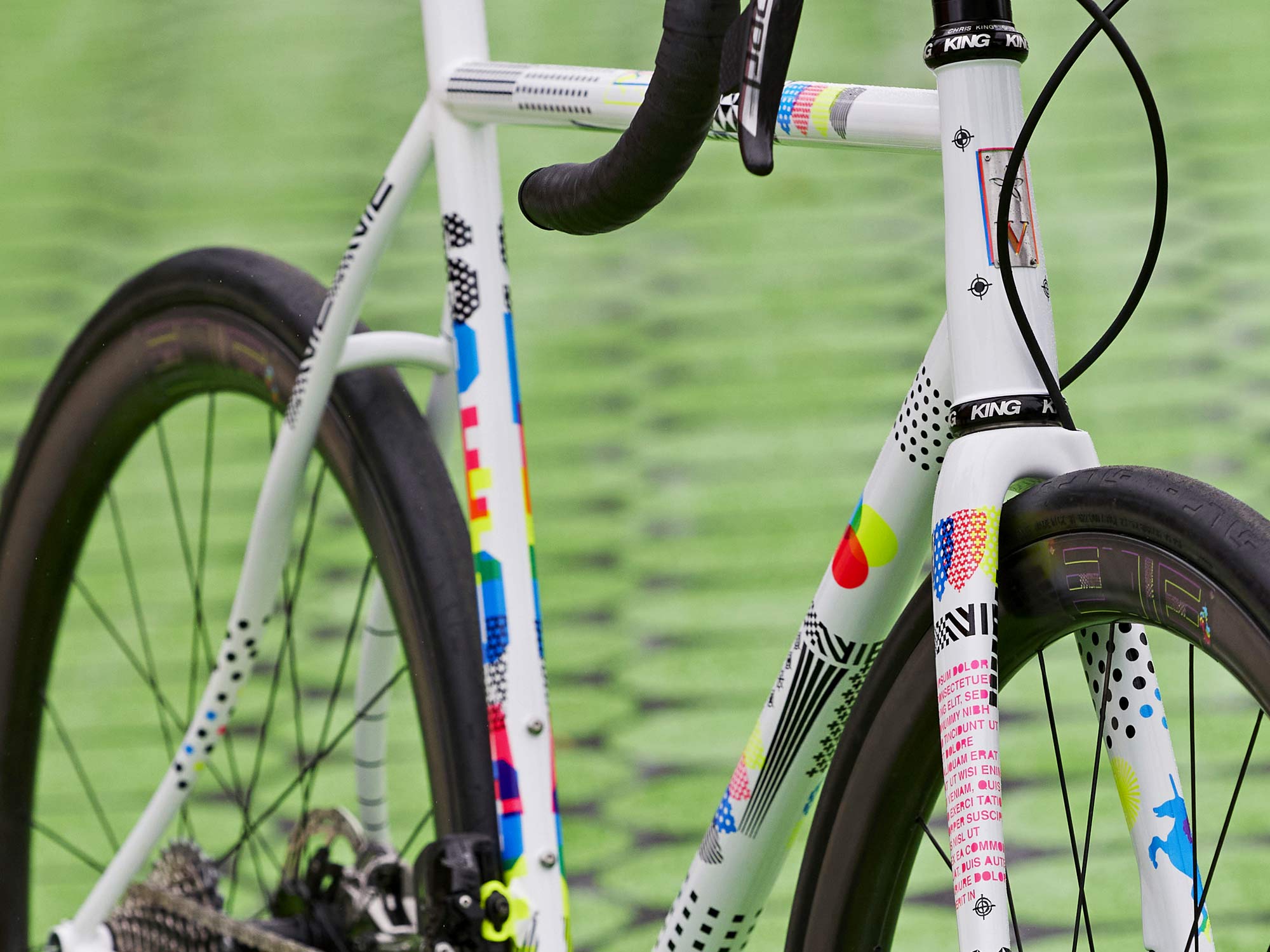 2021-2022 Speedvagen Surprise Me series, full-custom Vanilla workshop road bike with meticulous surprise paintjob inspired by printer's proofs, The Painters Proof CMYK edition