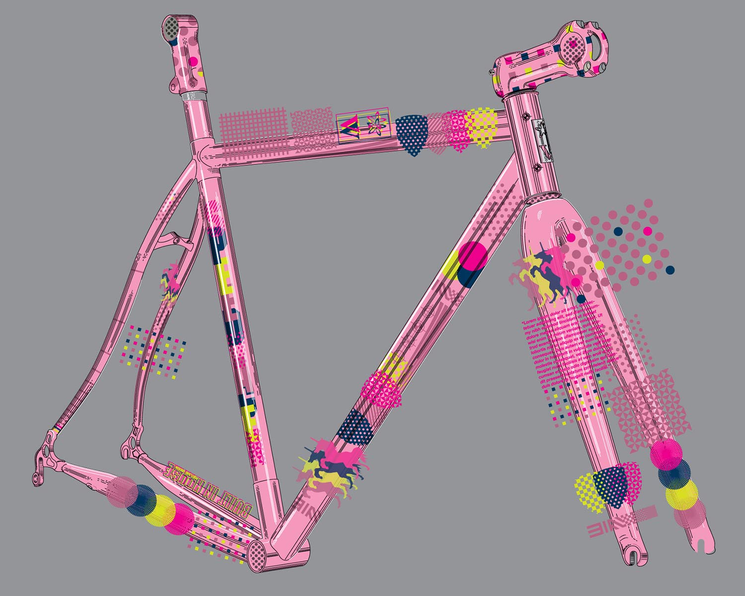 2021-2022 Speedvagen Surprise Me series, full-custom Vanilla workshop road bike with surprise paintjob inspired by printers proofs, in pink