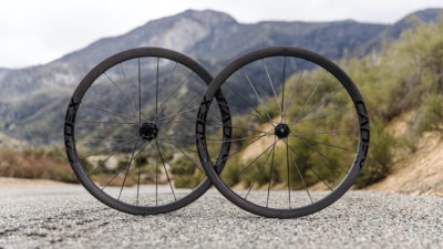 CADEX 36 disc road wheels use carbon fiber spokes for a massively stiff wheelset