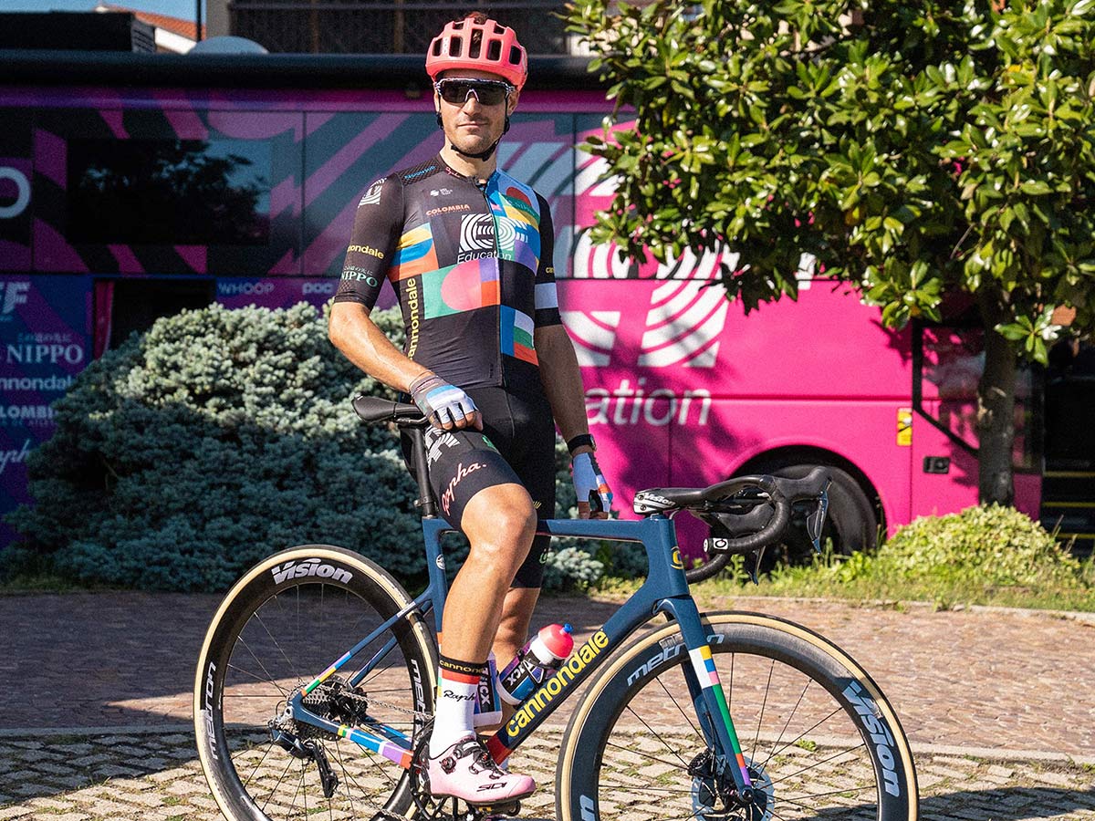 EF Pro Cycling colorful Rapha Euphoria switch-out kit at 2021 Giro d Italia, pre-race
