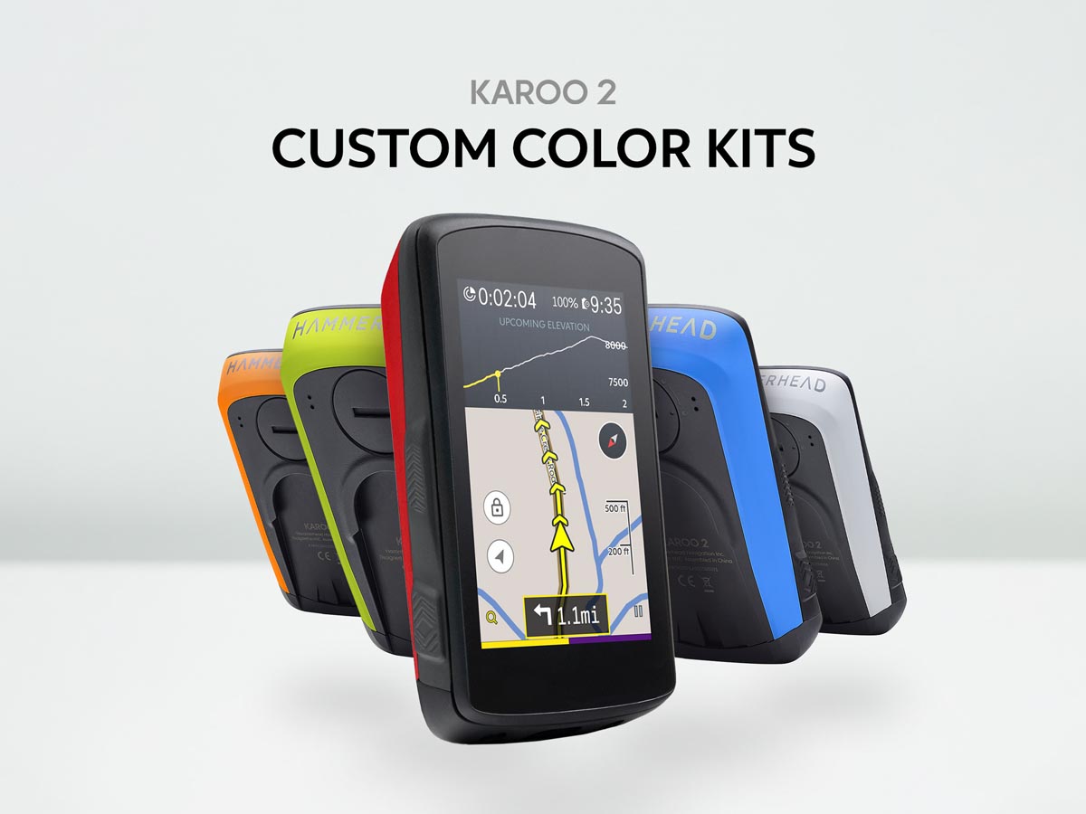 Hammerhead Karoo 2 GPS computer with new Custom Color Kits