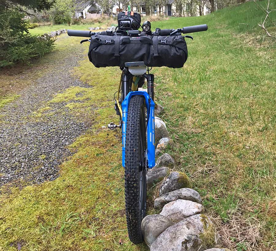 Mason RAW steel bikepacking mountain bike hardtail prototype UK-made, Josh Ibbett HT550, front end packed