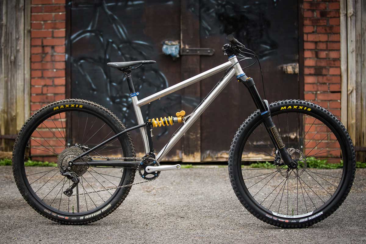 starling cycles stainless steel full suspension mountain bike