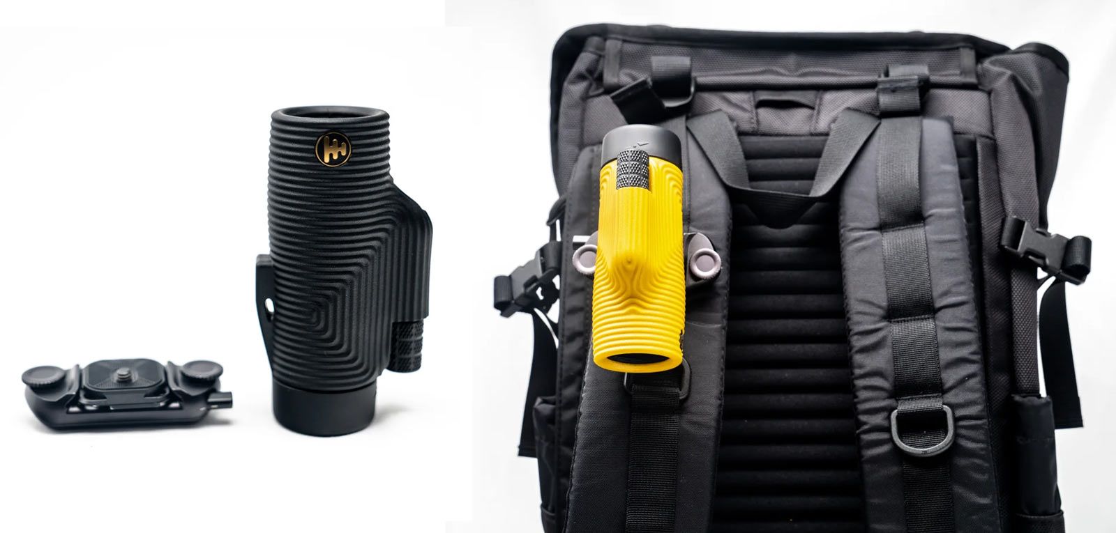 peak design backpack strap mount for nocs monocular and binoculars works the same as their camera mounting system