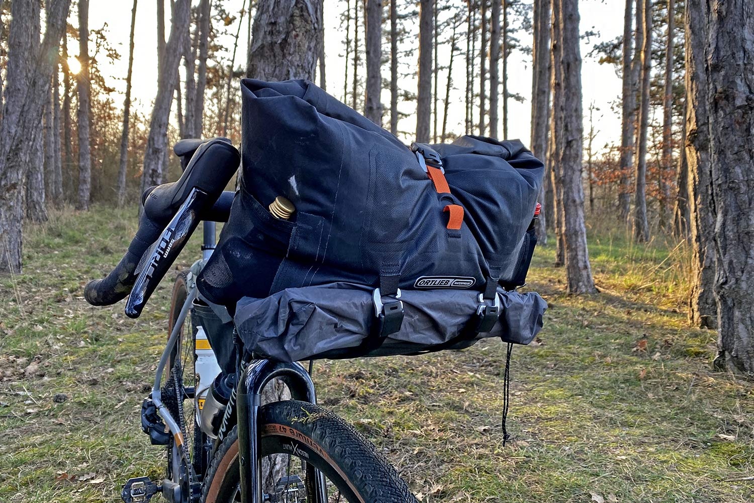 Ortlieb Handlebar Pack QR, made-in-Germany waterproof quick release 11L bikepacking bar bag, packed
