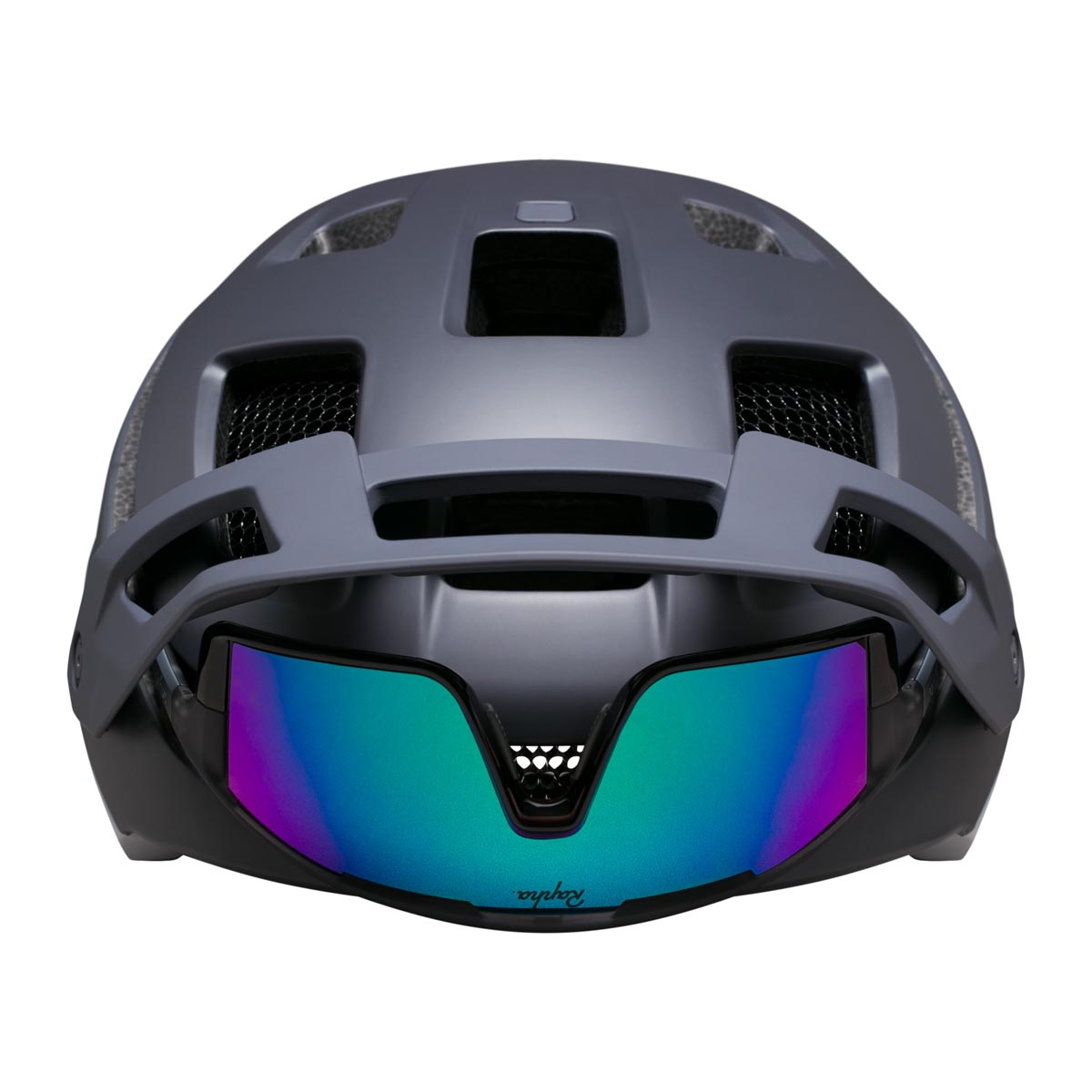 Rapha Performance Trailwear helmet with glasses