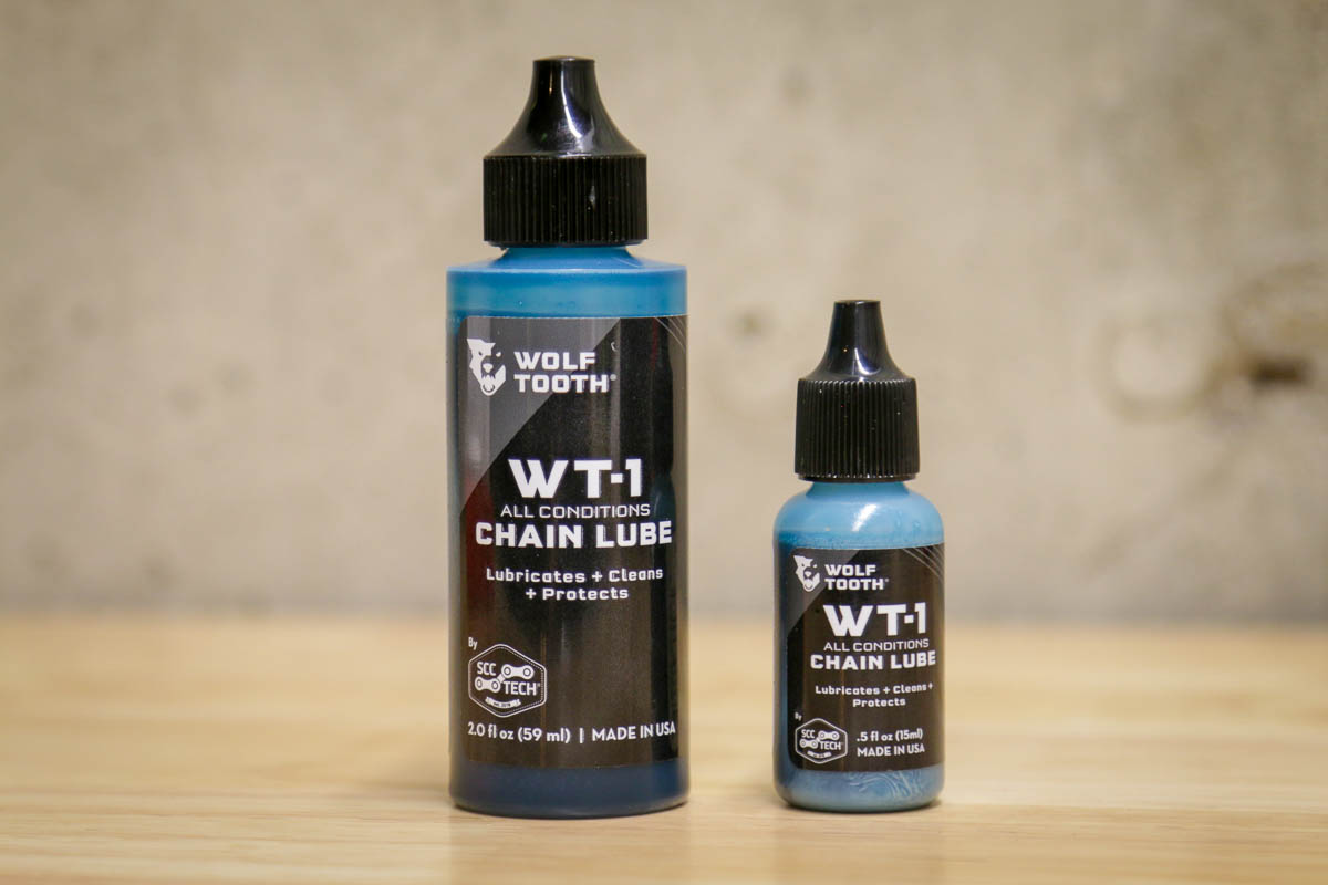 Wolf Tooth WT-1 Synthetic Chain Lube bottles